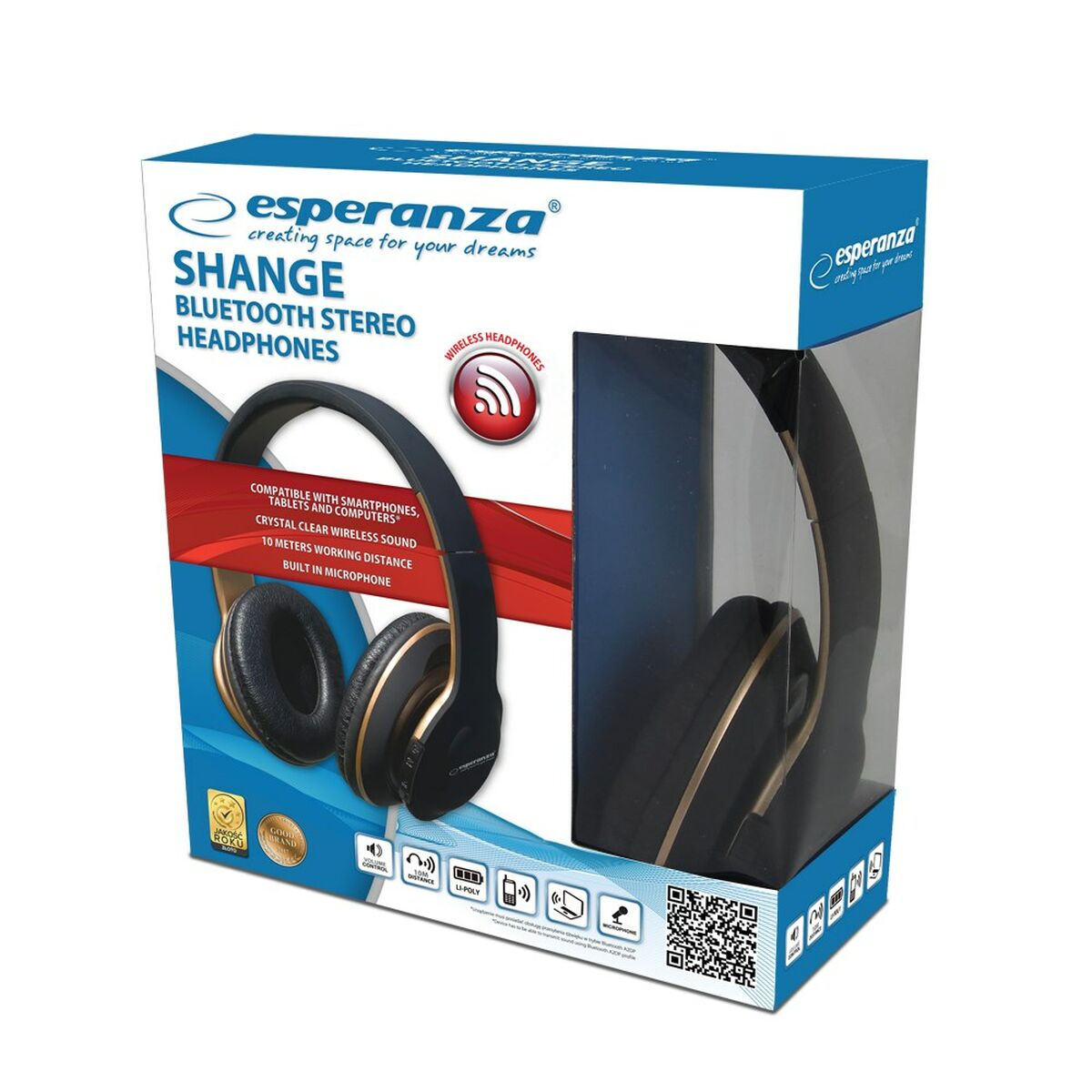 Bluetooth Kuulokkeet Mikrofonilla Esperanza EH220 Musta
